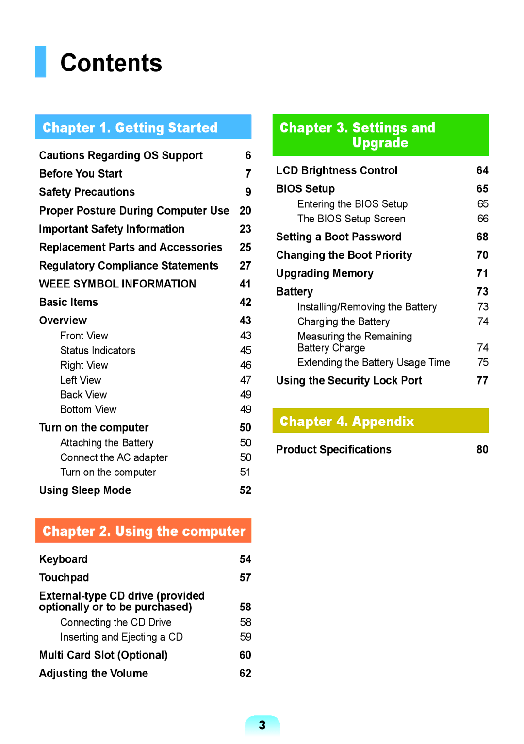 Samsung NP-X118-DA01RU manual Contents 