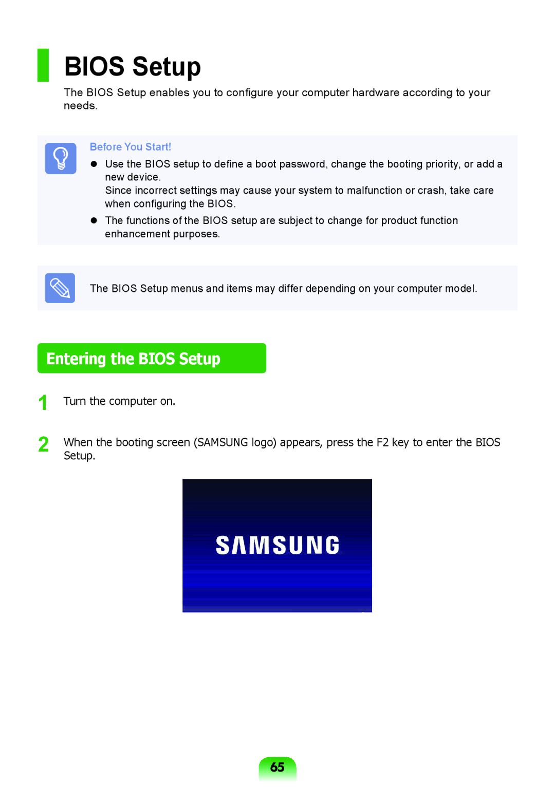 Samsung NP-X118-DA01RU manual Entering the Bios Setup 