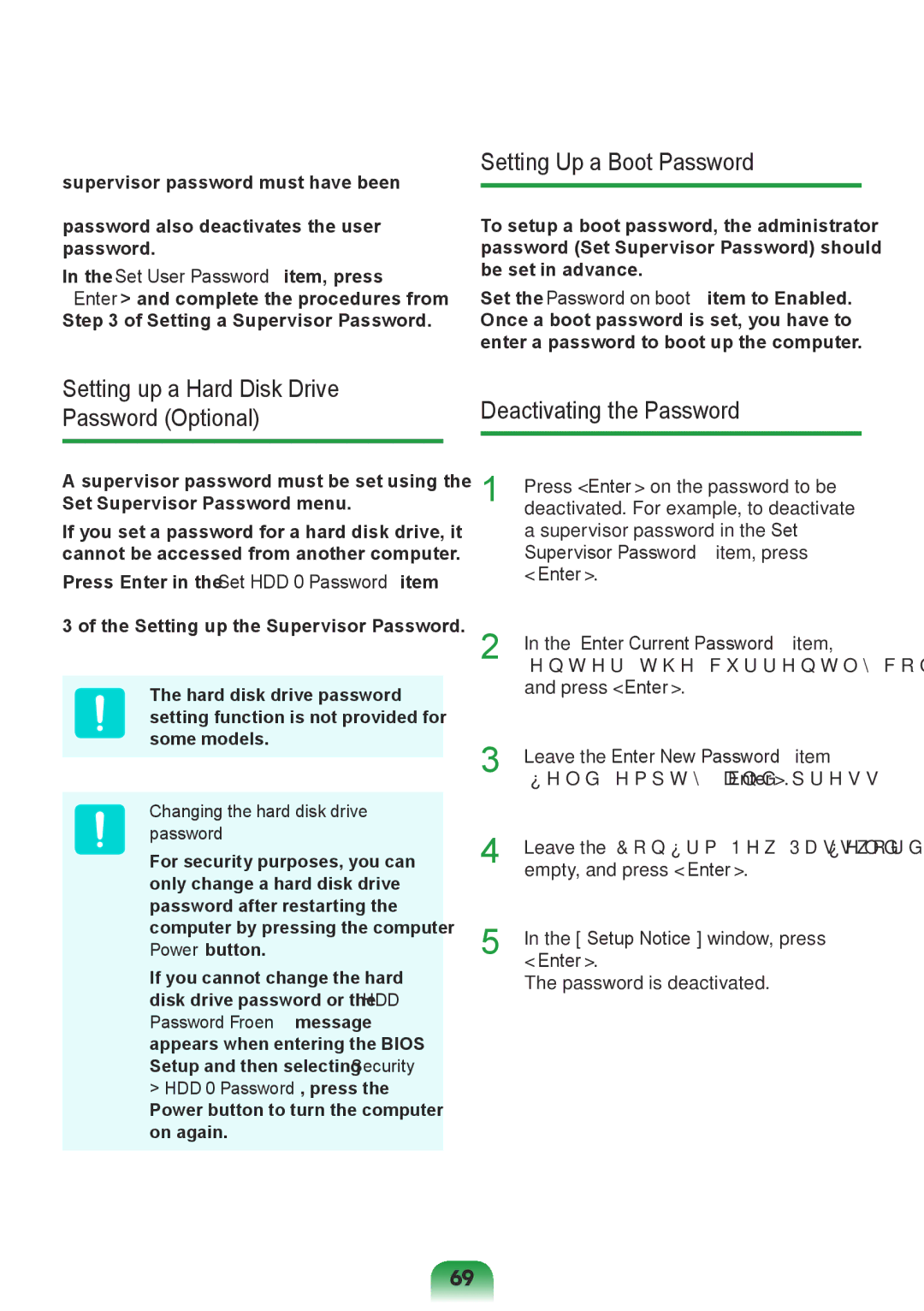 Samsung NP-X118-DA01RU manual Setting Up a Boot Password, Deactivating the Password 