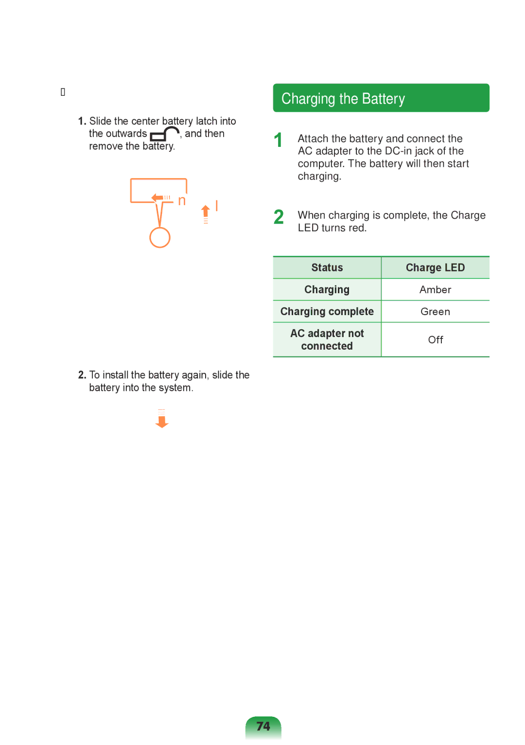 Samsung NP-X118-DA01RU manual Charging the Battery 