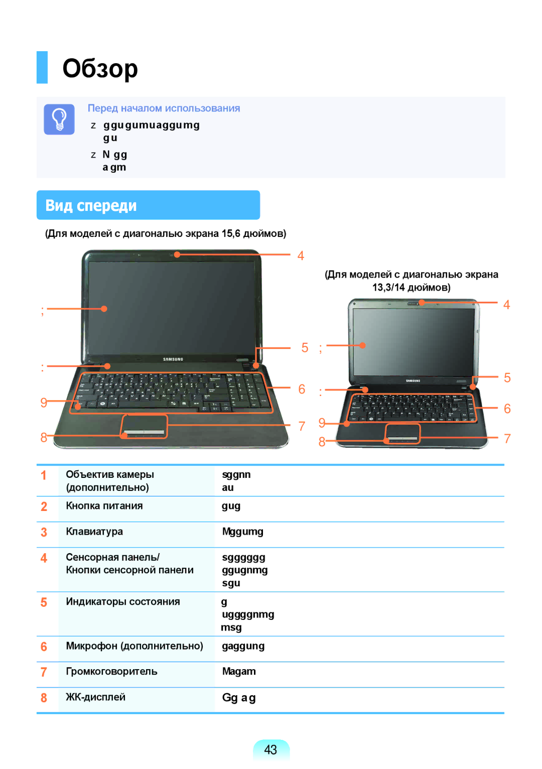 Samsung NP-X118-DA01RU manual Обзор, Вид спереди 