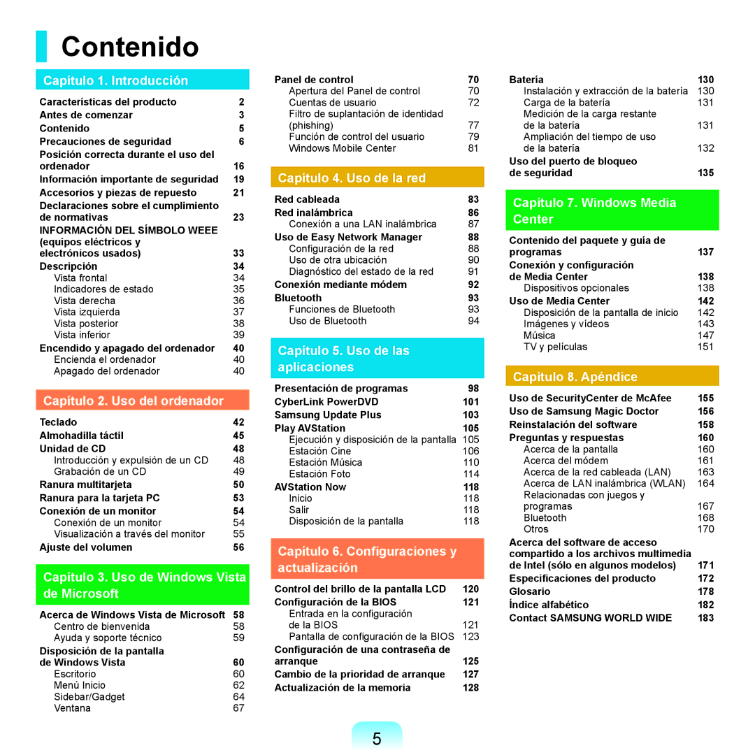 Samsung NP-X11AS00/SES, NP-X11AE00/SES, NP-X11AS01/SES manual Contenido 