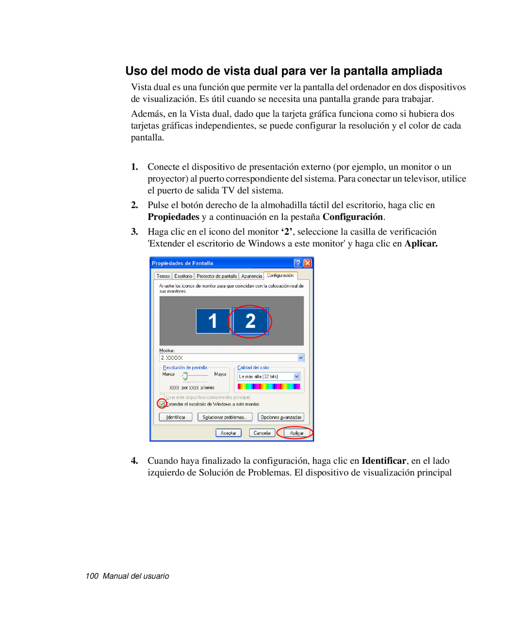 Samsung NP-X11CV01/SES, NP-X11T002/SES, NP-X11T000/SES manual Uso del modo de vista dual para ver la pantalla ampliada 