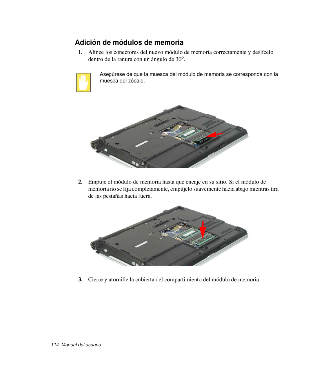 Samsung NP-X11T000/SES, NP-X11T002/SES, NP-X11CVCN/SES, NP-X11CV01/SEP, NP-X11CV02/SES manual Adición de módulos de memoria 