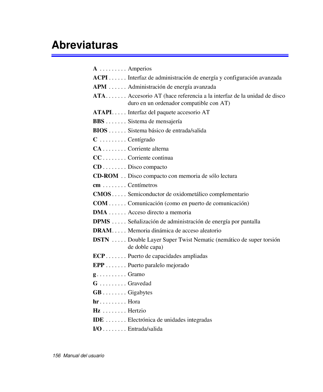 Samsung NP-X11KV00/SES, NP-X11T002/SES, NP-X11T000/SES, NP-X11CVCN/SES, NP-X11CV01/SEP, NP-X11CV02/SES manual Abreviaturas 