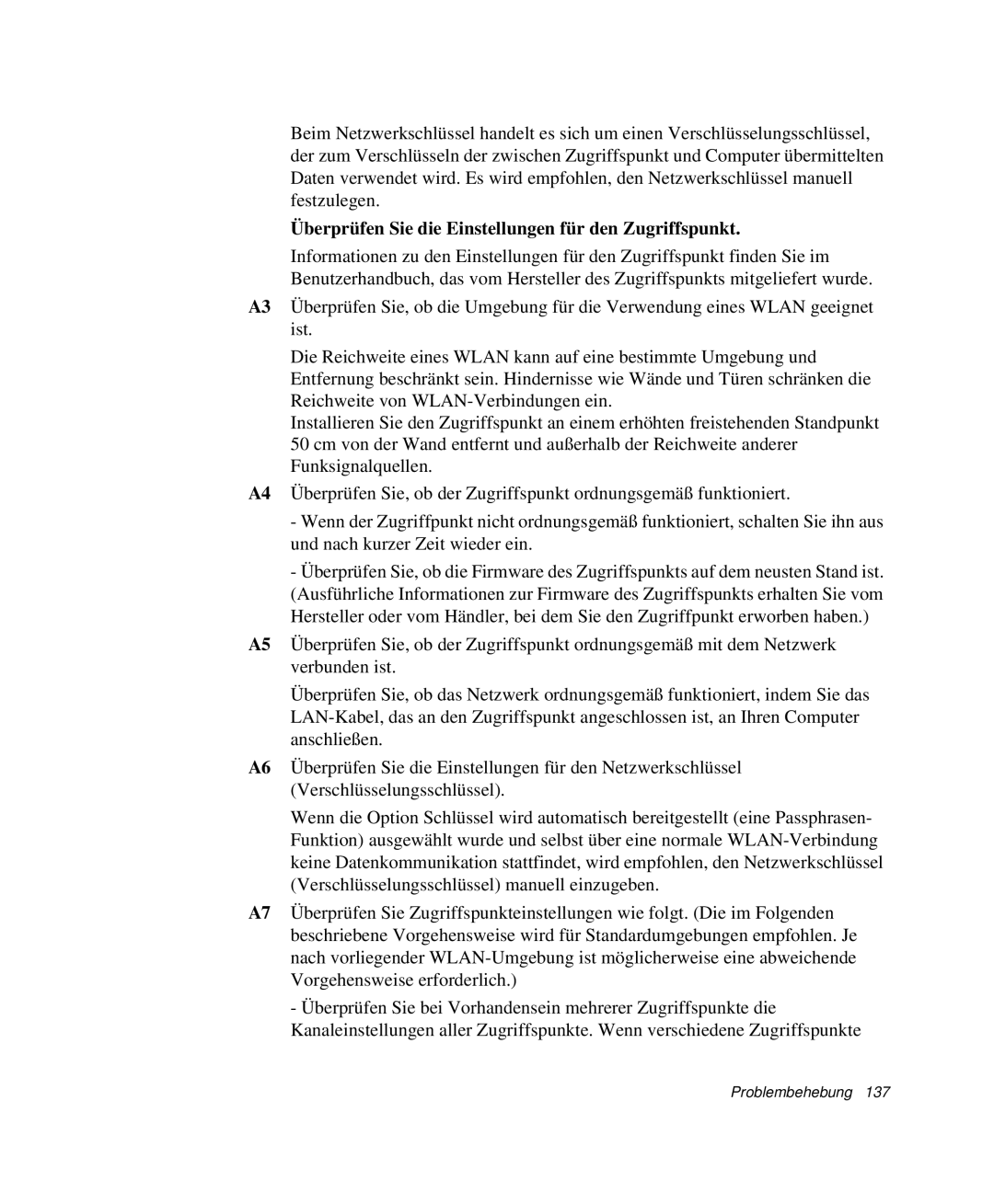 Samsung NP-X11TV04/SEG, NP-X11TV01/SEG, NP-X11KV00/SEG manual Überprüfen Sie die Einstellungen für den Zugriffspunkt 