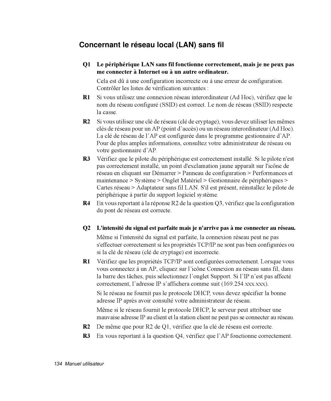 Samsung NP-X11TV05/SEF, NP-X11TV06/SEF, NP-X11TV04/SEF, NP-X11TV03/SEF manual Concernant le réseau local LAN sans fil 