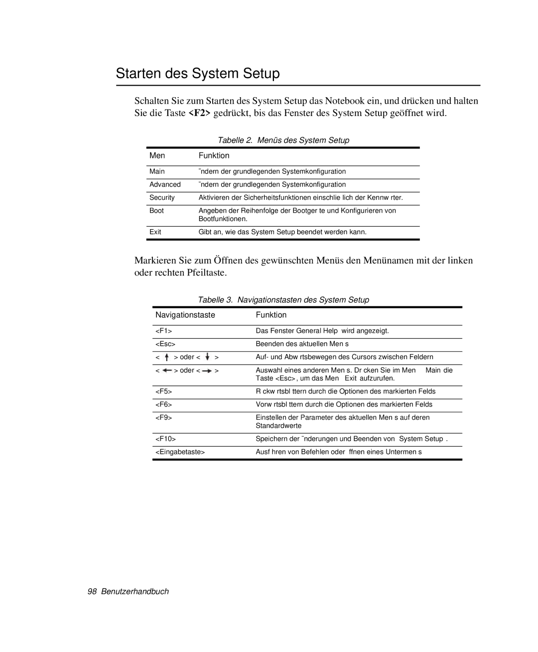 Samsung NP-X20CV02/SEG, NP-X20T002/SEG, NP-X20C00B/SEG, NP-X20C00A/SEG manual Starten des System Setup, Menü Funktion 