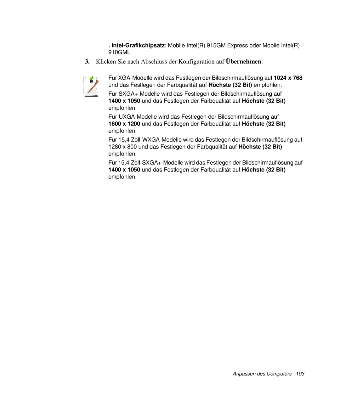 Samsung NP-X20TV02/SCH, NP-X20T002/SEG, NP-X20C00B/SEG manual Klicken Sie nach Abschluss der Konfiguration auf Übernehmen 