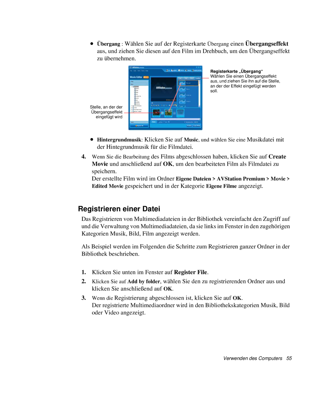 Samsung NP-X25T004/SEG, NP-X20T002/SEG, NP-X20C00B/SEG, NP-X20C00A/SEG, NP-X20C000/SCH manual Registrieren einer Datei 