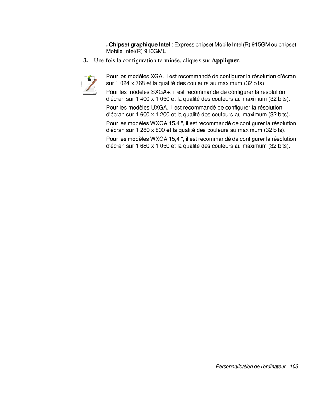 Samsung NP-X50T001/SEF, NP-X20T004/SEF, NP-X50C003/SEF manual Une fois la configuration terminée, cliquez sur Appliquer 