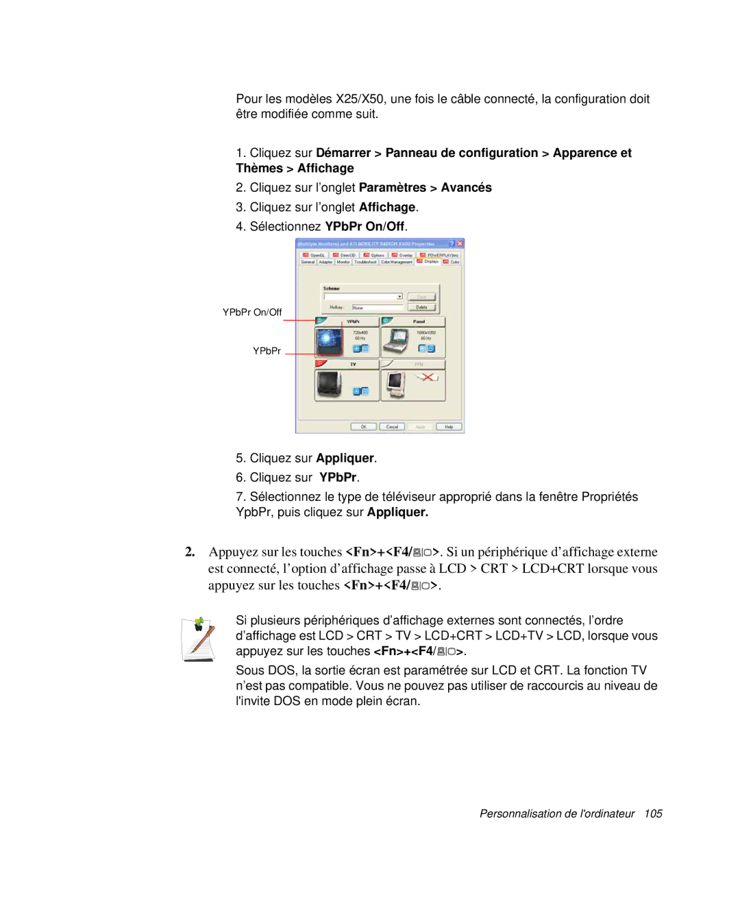 Samsung NP-X20TV07/SEF, NP-X20T004/SEF, NP-X50C003/SEF, NP-X20TV02/SEF, NP-X50T001/SEF, NP-X50C000/SEF manual YPbPr On/Off 