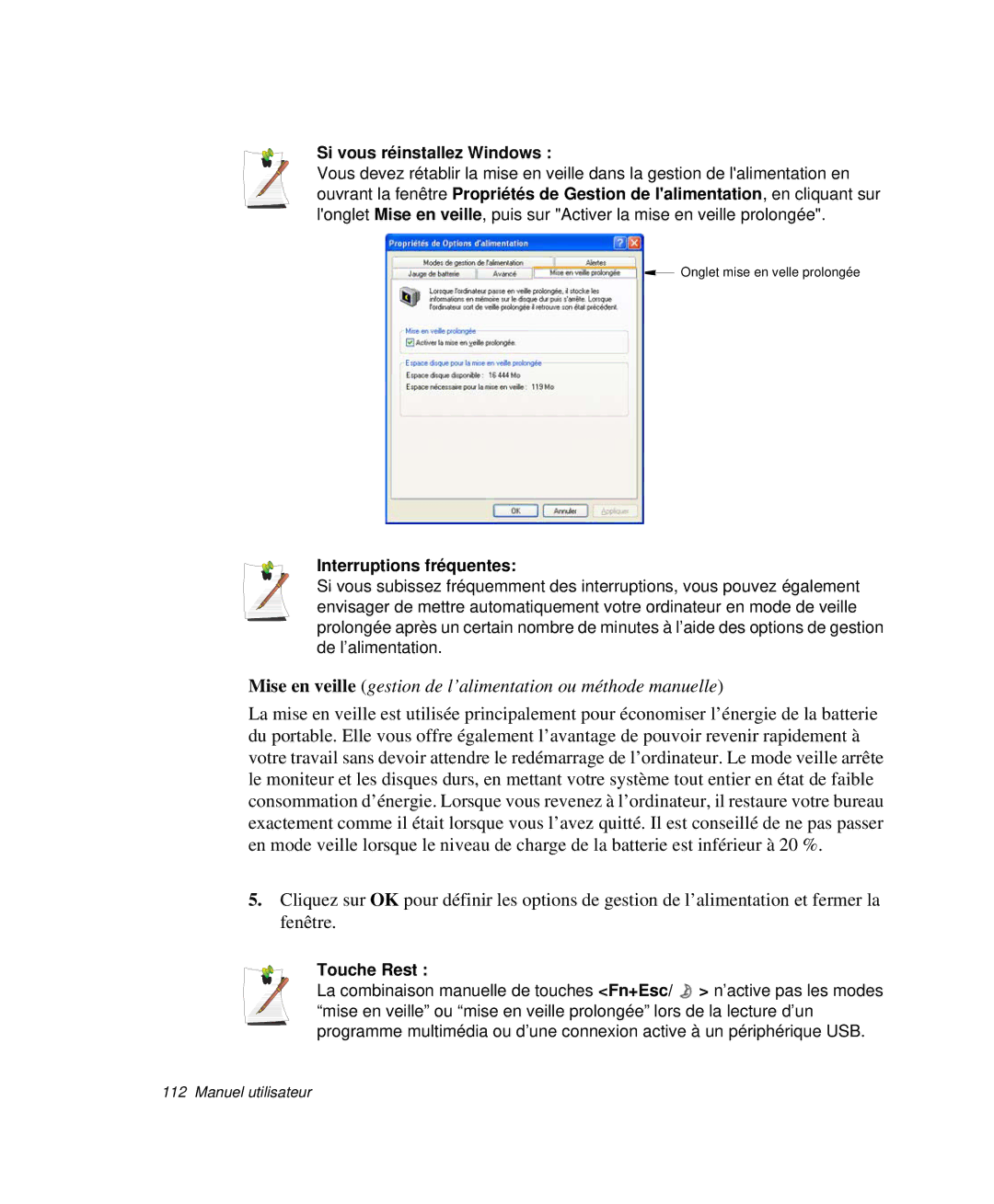 Samsung NP-X20TV08/SEF, NP-X20T004/SEF, NP-X50C003/SEF Si vous réinstallez Windows, Interruptions fréquentes, Touche Rest 