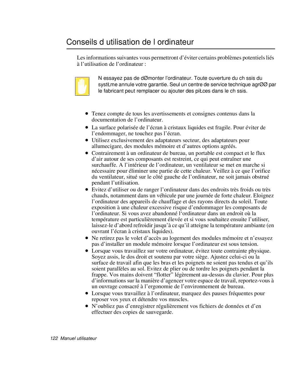 Samsung NP-X50C002/SEF, NP-X20T004/SEF, NP-X50C003/SEF, NP-X20TV02/SEF, NP-X50T001/SEF Conseils d’utilisation de l’ordinateur 