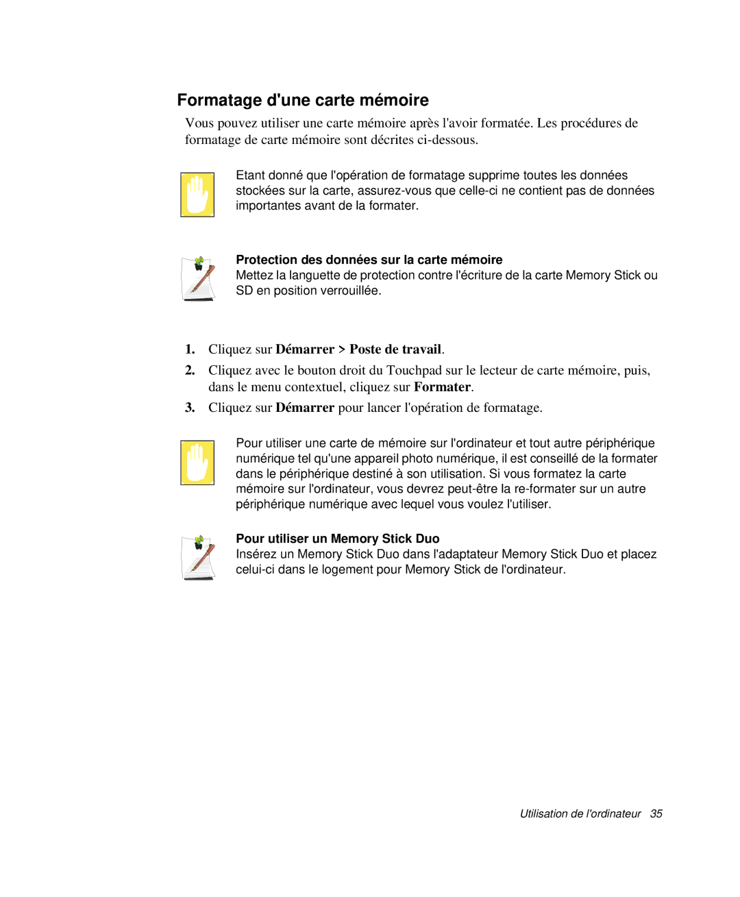 Samsung NP-X20T002/SEF, NP-X20T004/SEF manual Formatage dune carte mémoire, Protection des données sur la carte mémoire 