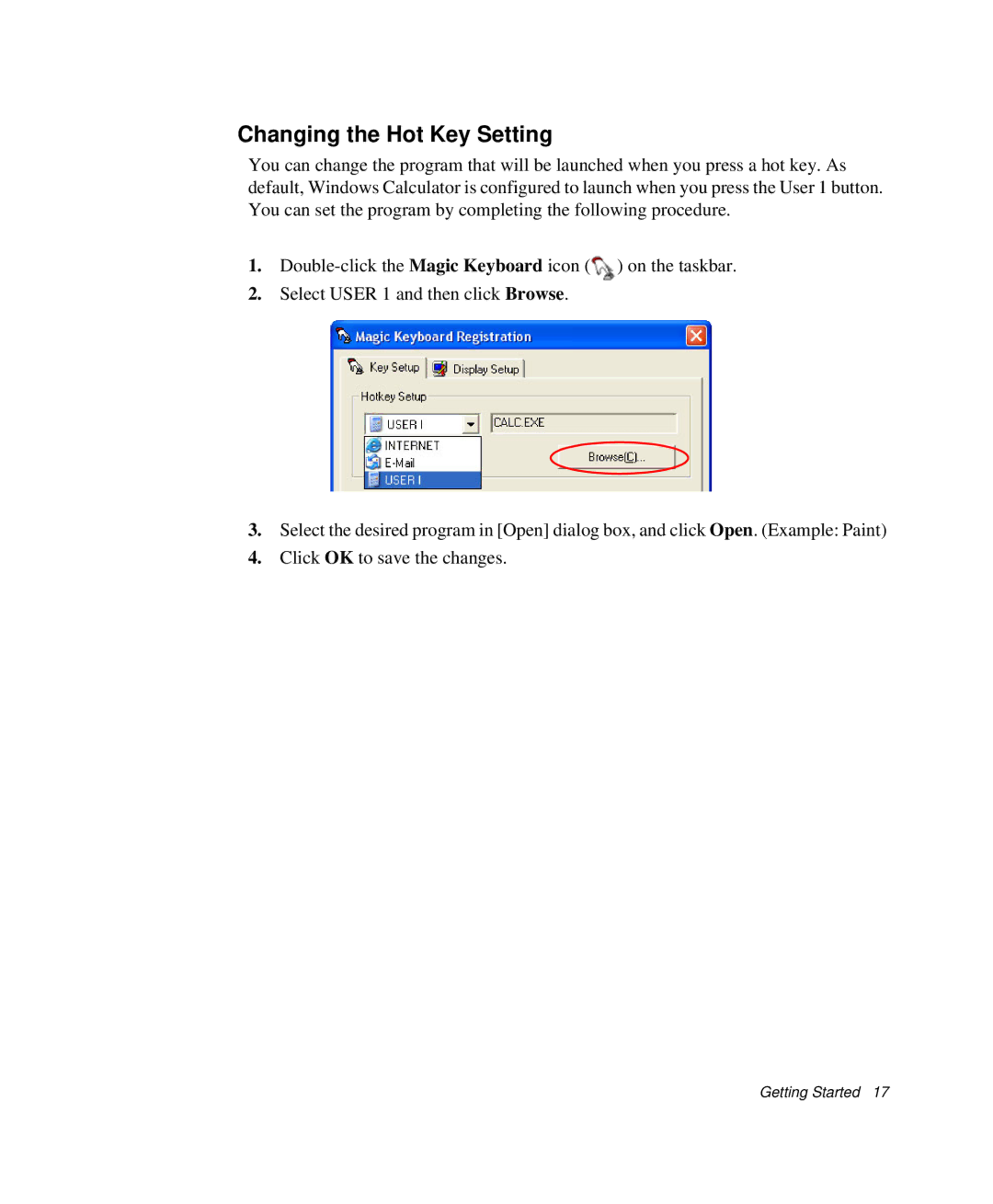 Samsung NP-X20C001/SES, NP-X20TV05/SES, NP-X20CV07/SES, NP-X20CV05/SES, NP-X20CV02/SEP manual Changing the Hot Key Setting 