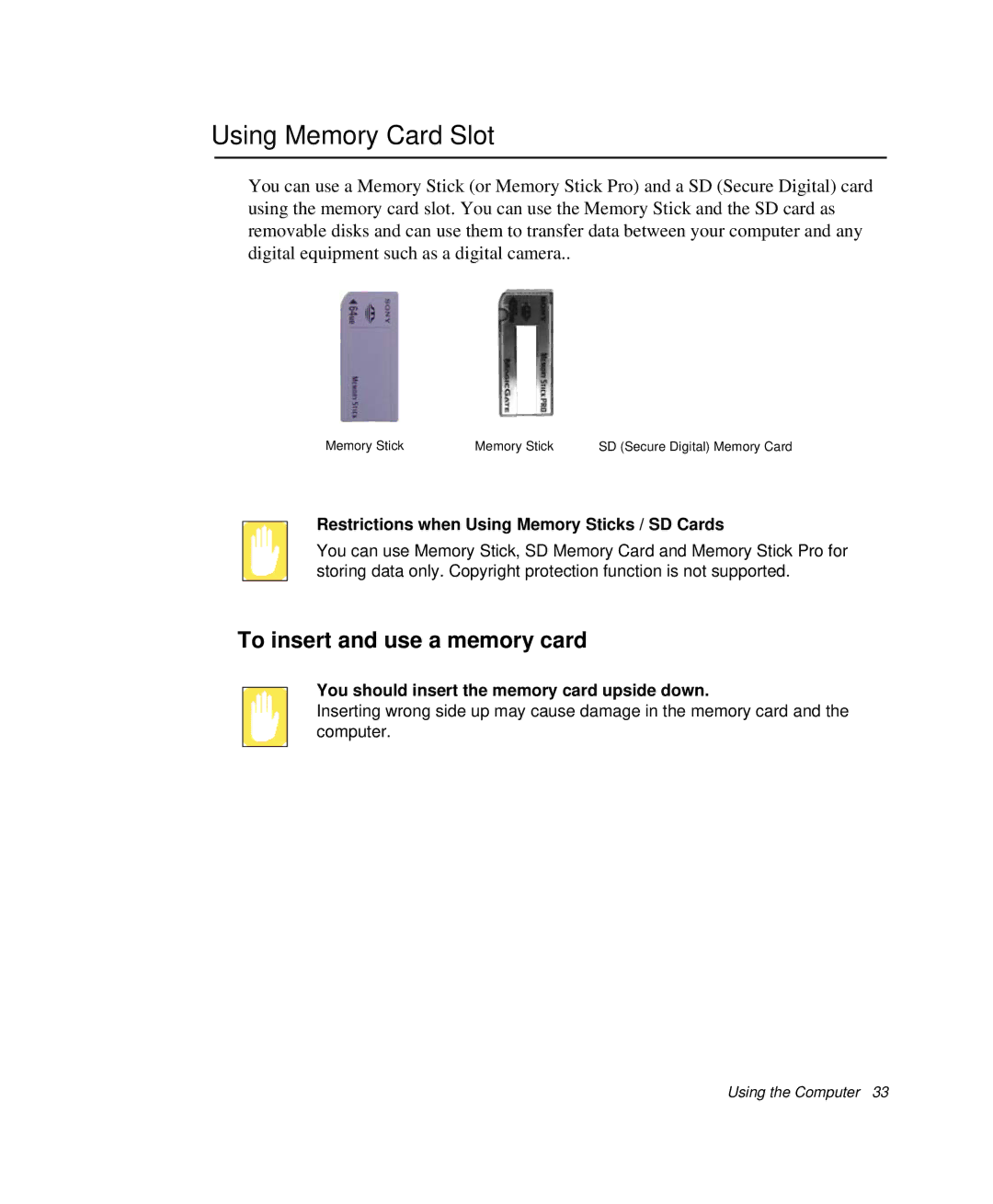 Samsung NP-X20TV07/SES, NP-X20TV05/SES, NP-X20CV07/SES manual Using Memory Card Slot, To insert and use a memory card 