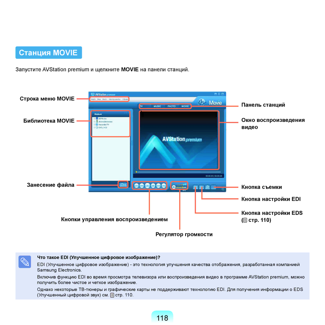 Samsung NP-X22A004/SER, NP-X22A001/SER, NP-X22A002/SER Станция Movie, 118, Что такое EDI Улучшенное цифровое изображение? 