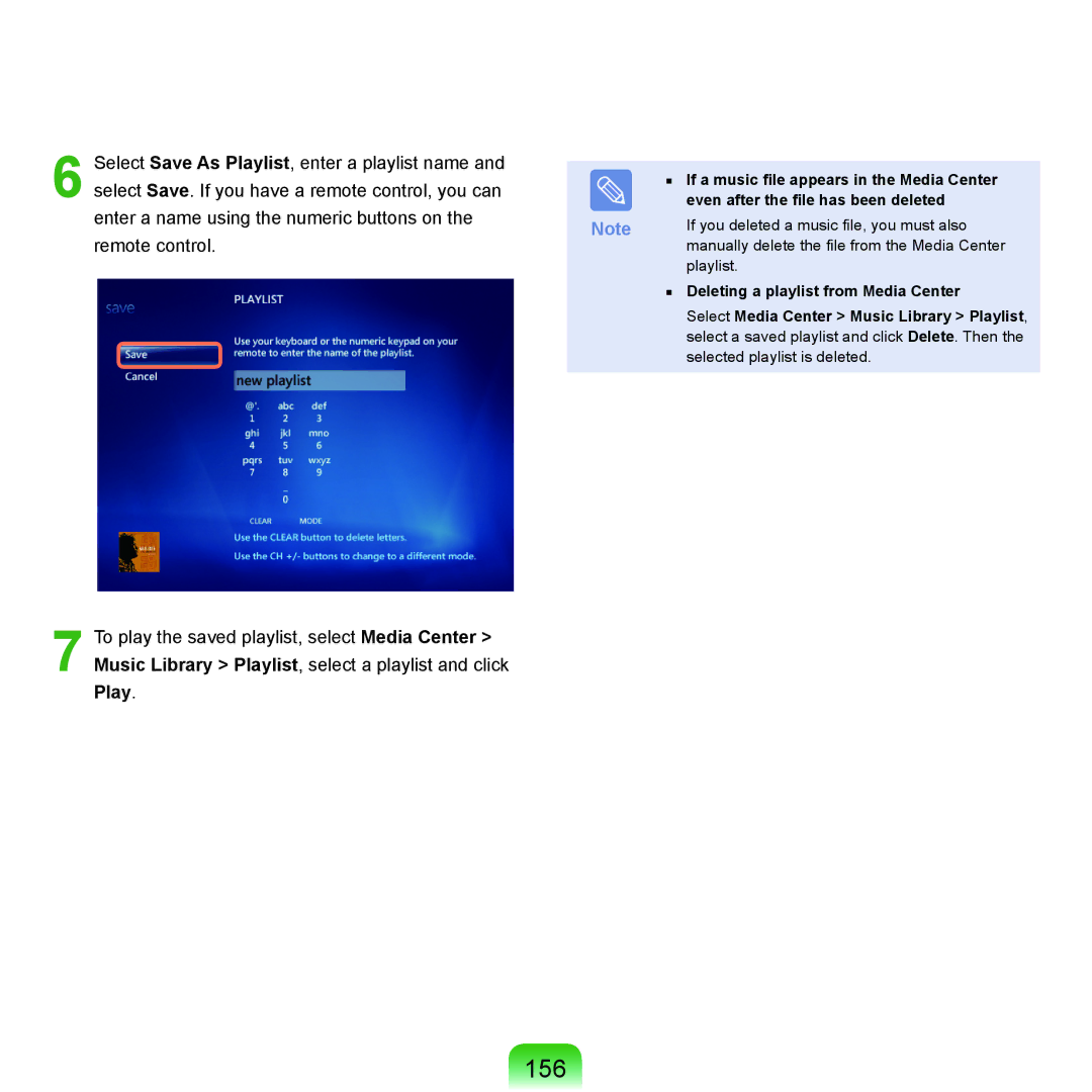 Samsung NP-X22A000/SEF manual 156, If a music file appears in the Media Center, Even after the file has been deleted 