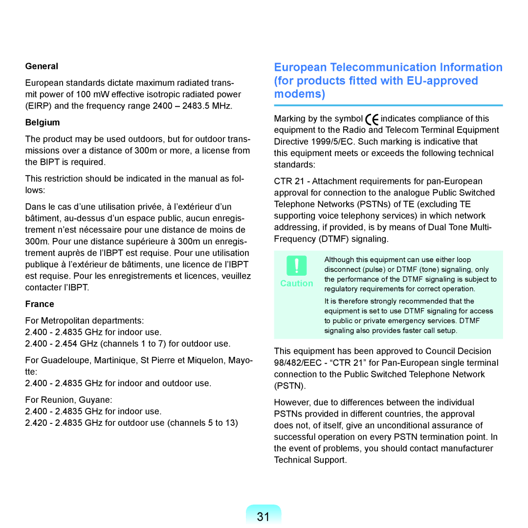 Samsung NP-X22A005/SER, NP-X22A003/SEG, NP-X22T001/SEG, NP-X22A004/SEG, NP-X22A002/SEG manual General, Belgium, France 