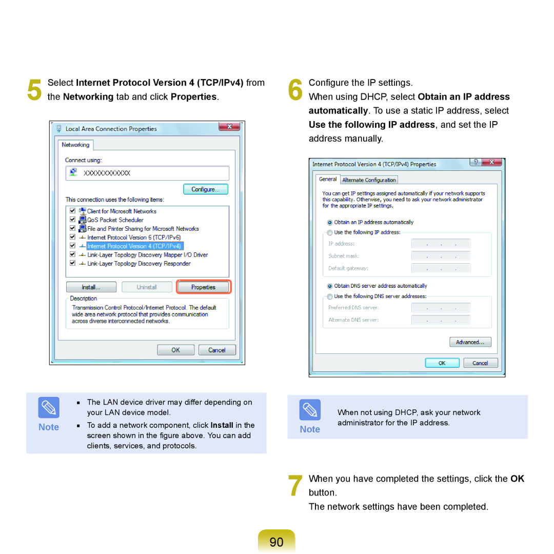 Samsung NP-X22A002/SEI, NP-X22A003/SEG, NP-X22T001/SEG, NP-X22A004/SEG manual LAN device driver may differ depending on 