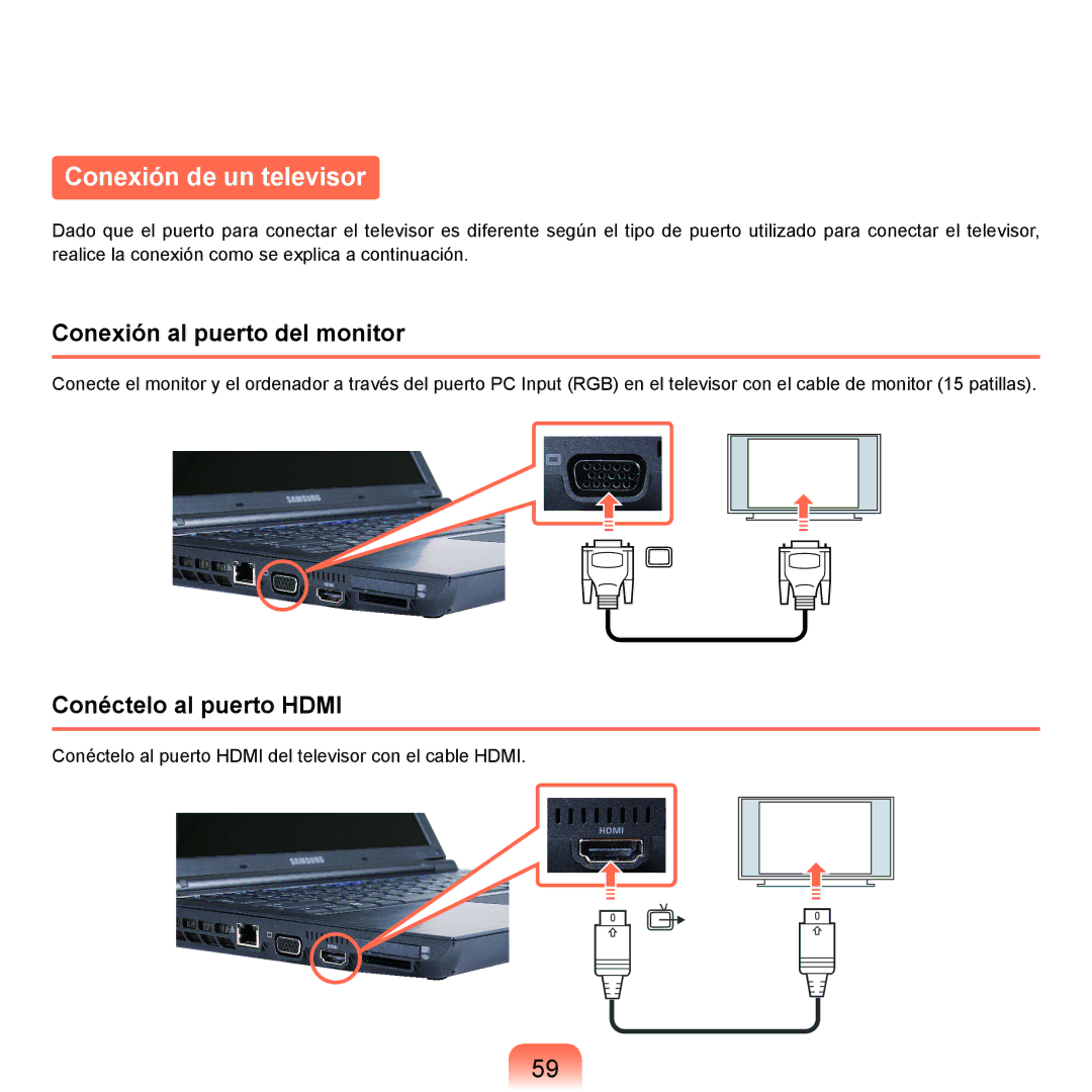 Samsung NP-X22A004/SES, NP-X22T000/SES, NP-X22A003/SES, NP-X22A002/SES, NP-X22A000/SES manual Conexión de un televisor 