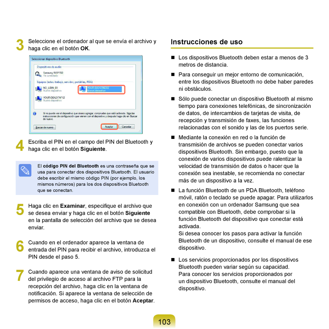 Samsung NP-X22A003/SES, NP-X22A004/SES, NP-X22T000/SES, NP-X22A002/SES, NP-X22A000/SES manual 103, Instrucciones de uso 