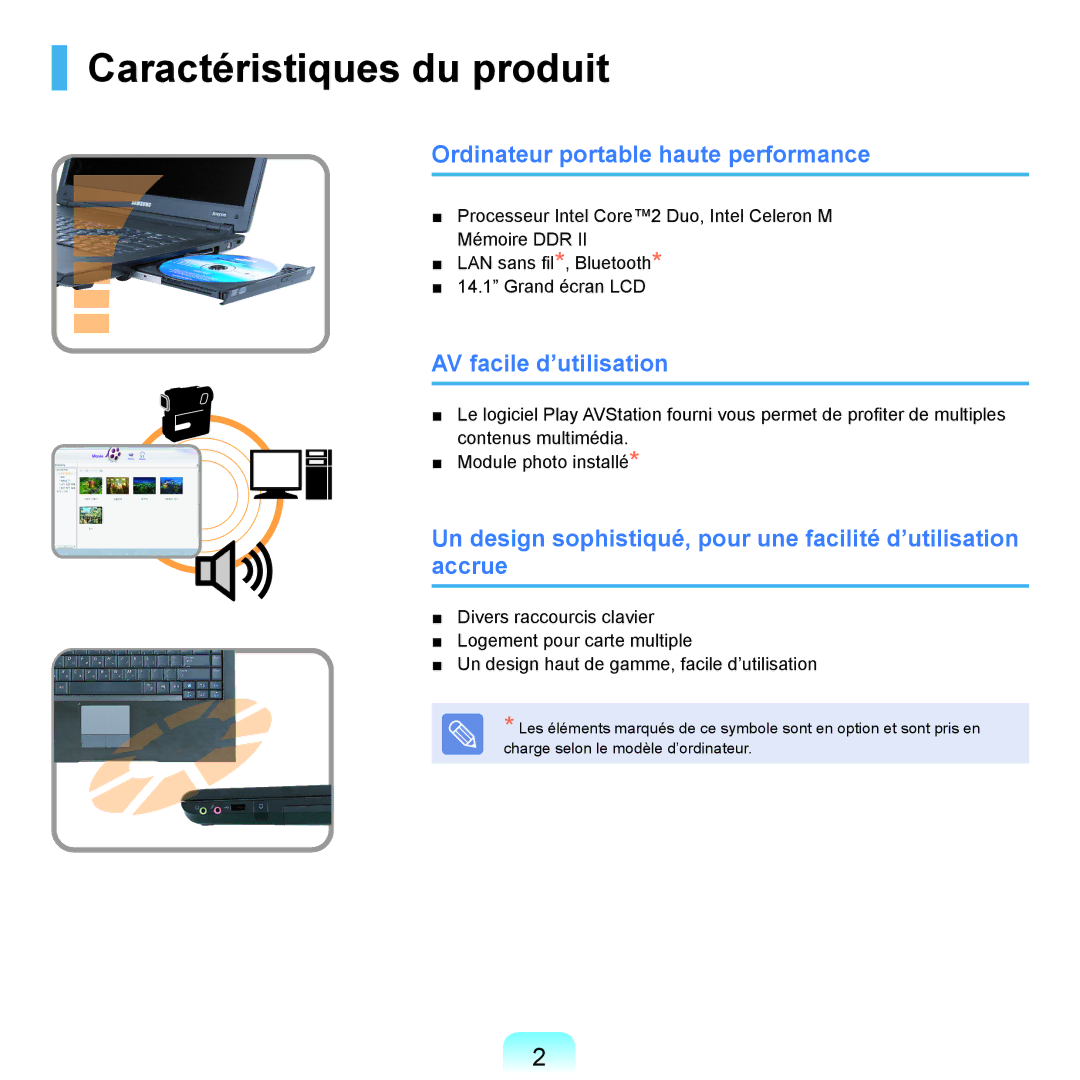 Samsung NP-X22A004/SEF manual Caractéristiques du produit, Ordinateur portable haute performance, AV facile d’utilisation 