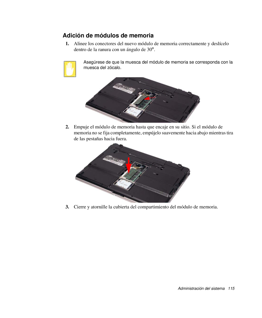 Samsung NP-X60CV01/SEP, NP-X60C000/SES, NP-X60KV00/SES, NP-X60K000/SES, NP-X60CV01/SES manual Adición de módulos de memoria 