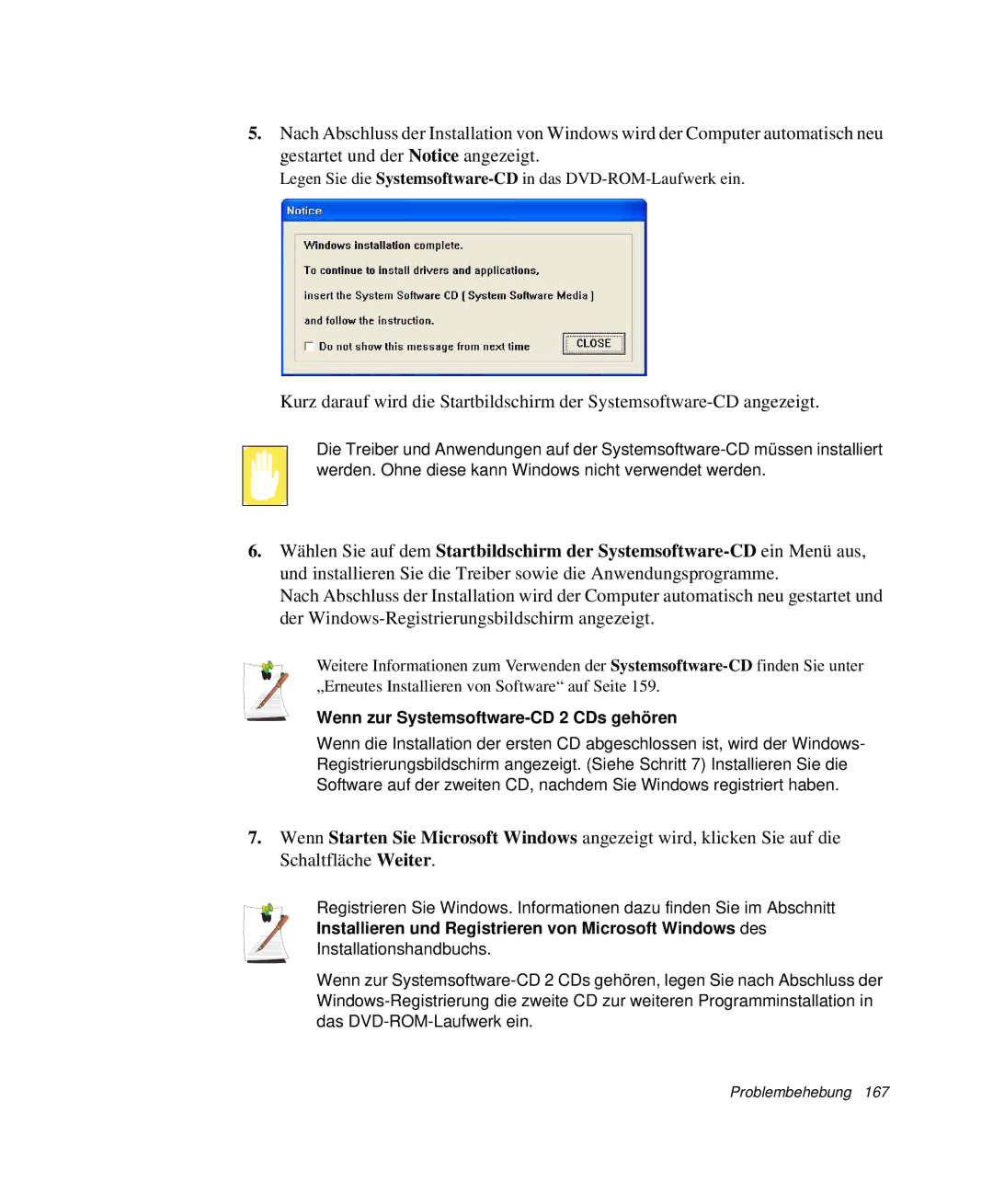 Samsung NP-X60CZ00/SEG, NP-X60TZ01/SEG, NP-X60TZ02/SEG, NP-X60TZ03/SEG manual Wenn zur Systemsoftware-CD 2 CDs gehören 