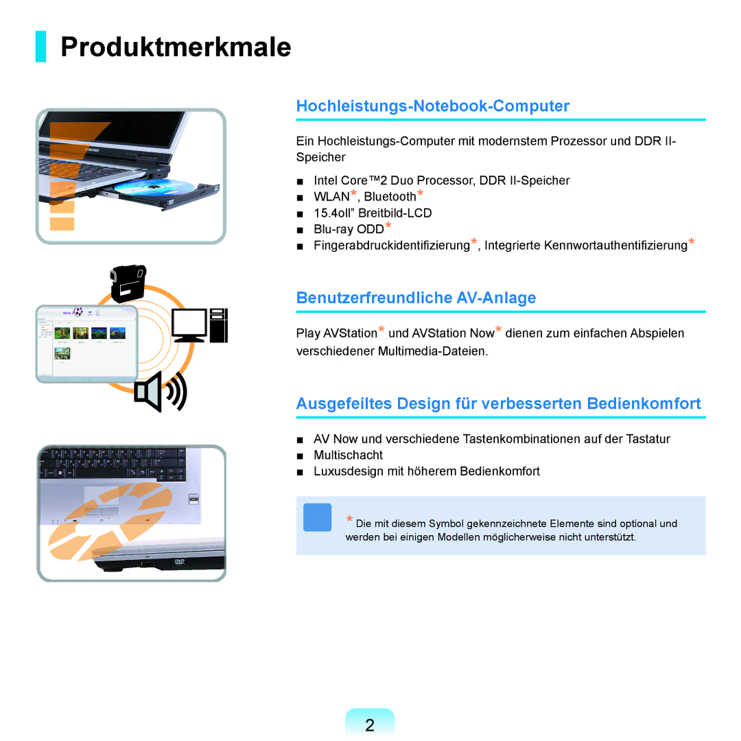 Samsung NP-X65A000/SEG, NP-X65A001/SEG Produktmerkmale, Hochleistungs-Notebook-Computer, Benutzerfreundliche AV-Anlage 