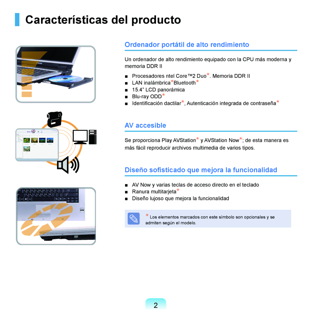 Samsung NP-X65A003/SES, NP-X65A002/SES Características del producto, Ordenador portátil de alto rendimiento, AV accesible 