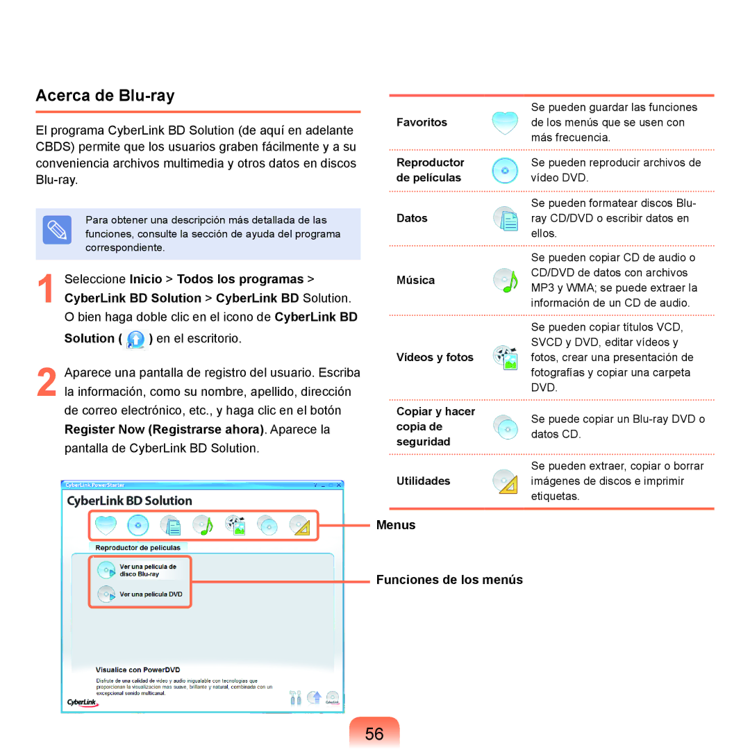 Samsung NP-X65A000/SES, NP-X65A002/SES, NP-X65A001/SES, NP-X65A003/SES manual Acerca de Blu-ray 