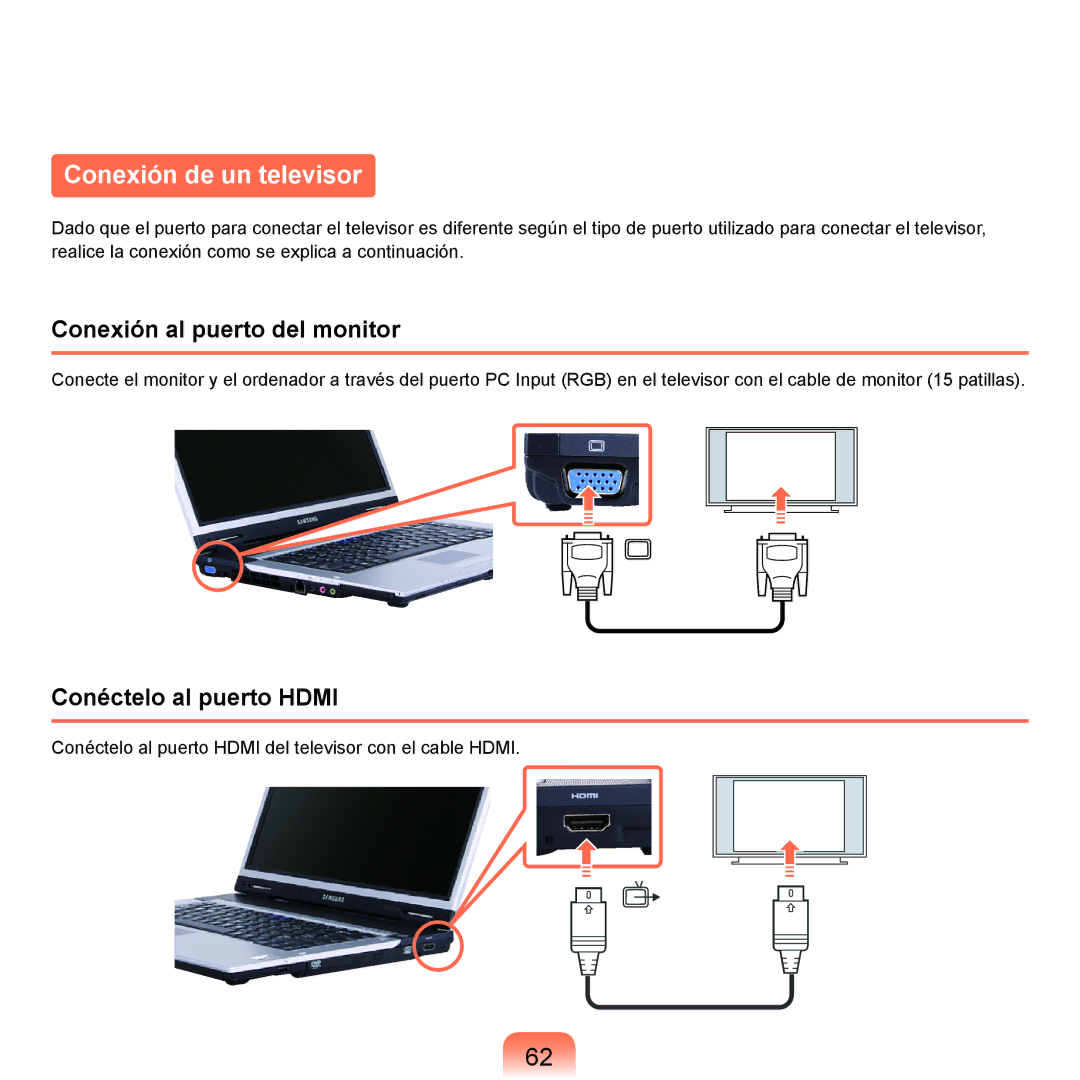 Samsung NP-X65A003/SES, NP-X65A002/SES, NP-X65A000/SES, NP-X65A001/SES manual Conexión de un televisor 