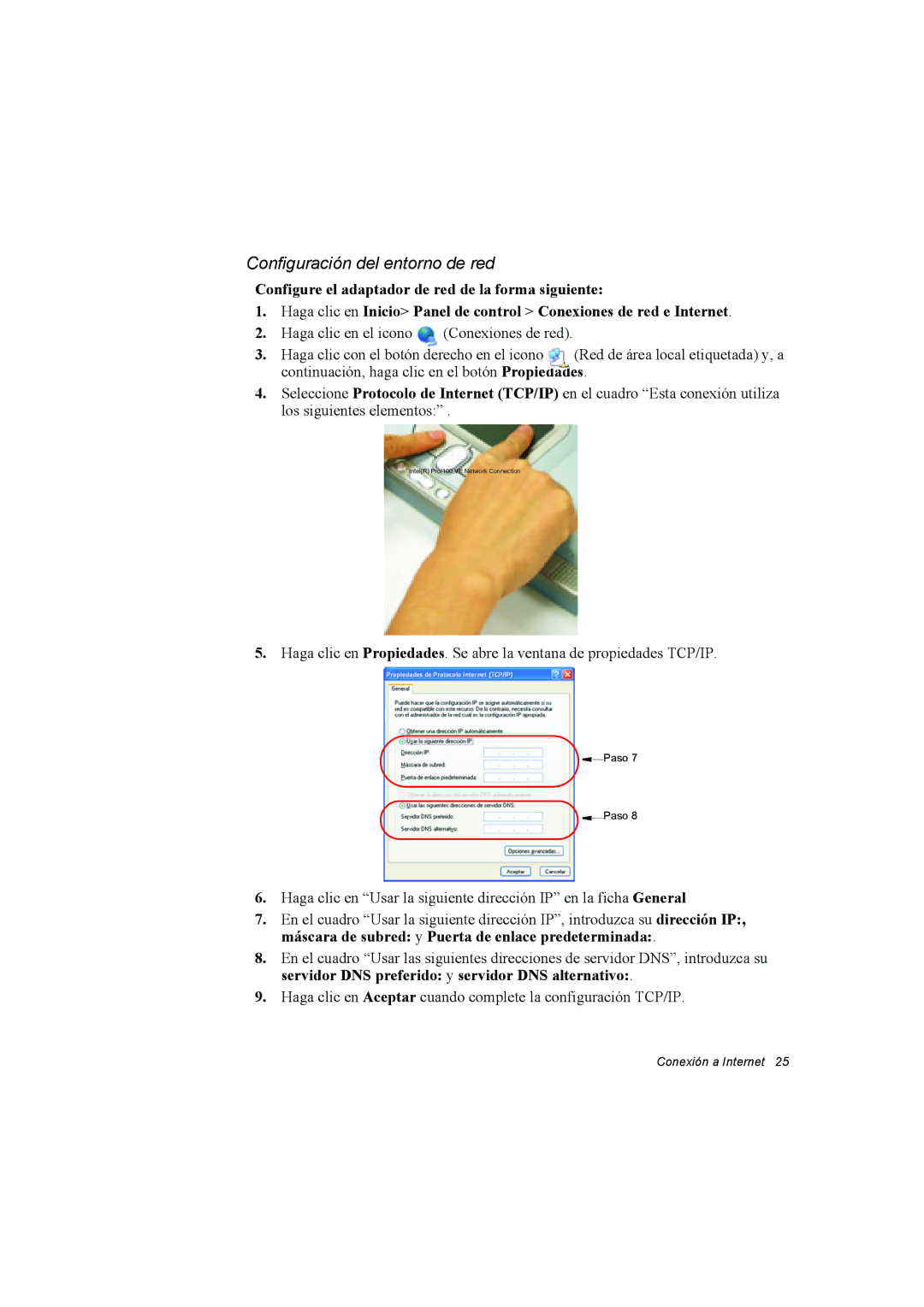 Samsung NP10FP00MF/SES, NP10FP015A/SES, NP10FP033T/SES, NP10FP03QZ/SES, NP10FP018G/SES manual Configuración del entorno de red 