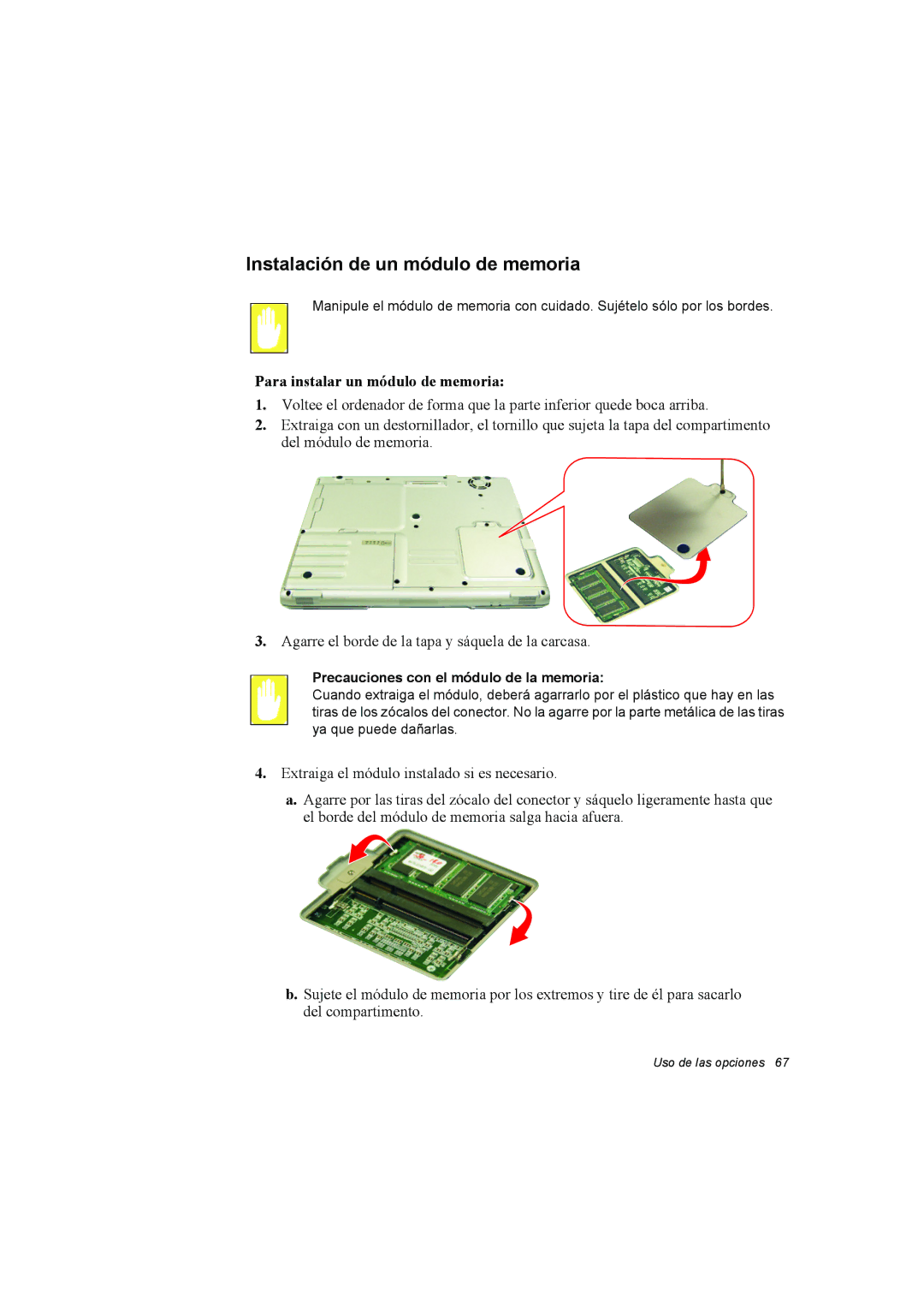 Samsung NP10FP00MF/SES, NP10FP015A/SES manual Instalación de un módulo de memoria, Para instalar un módulo de memoria 