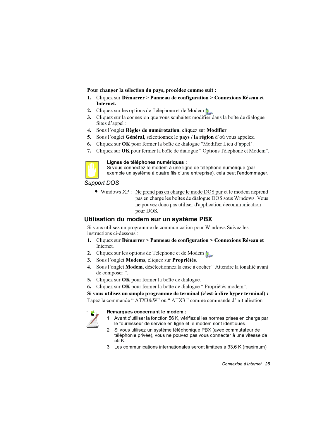 Samsung NP10FJ00MS/SEF Utilisation du modem sur un système PBX, Sous l’onglet Règles de numérotation, cliquez sur Modifier 