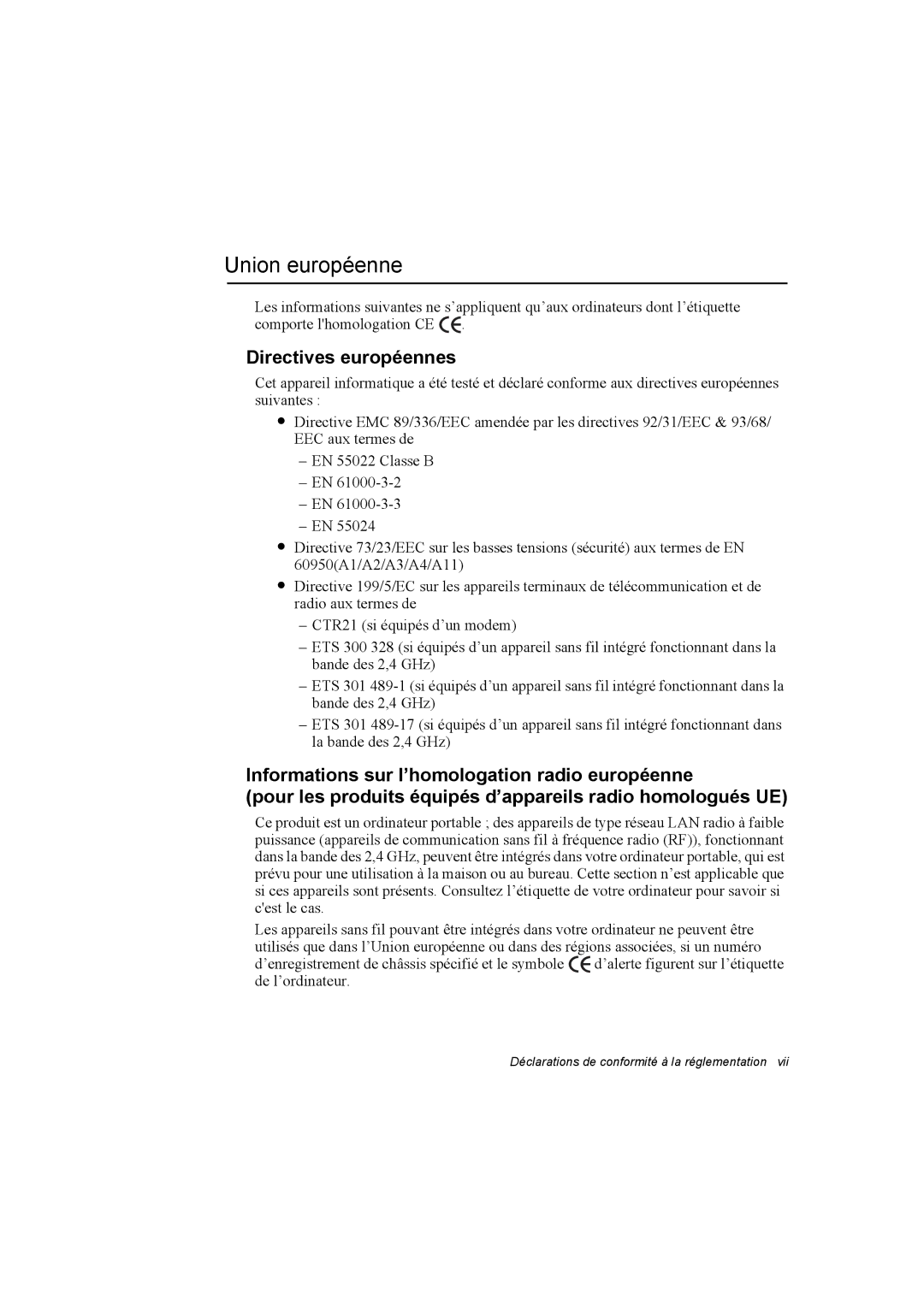 Samsung NP10FK00EW/SEF, NP10FP018N/SEF, NP10FP00UU/SEF, NP10FK00ME/SEF manual Union européenne, Directives européennes 