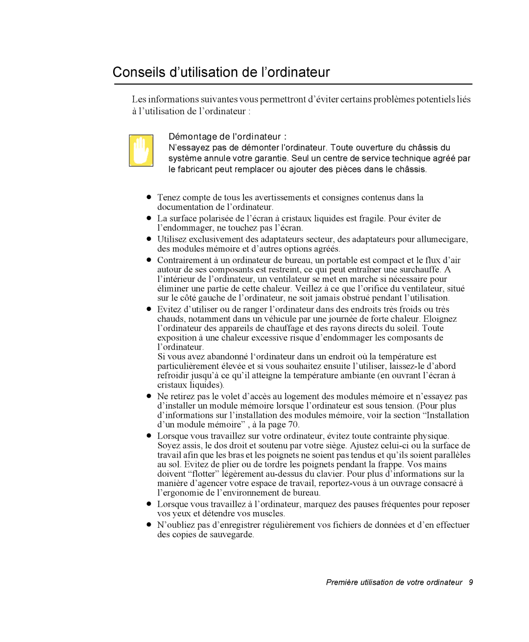 Samsung NP20FP02BG/SEF, NP20FP0069/SEF, NP20FP0045/SEF Conseils d’utilisation de l’ordinateur, Démontage de lordinateur 