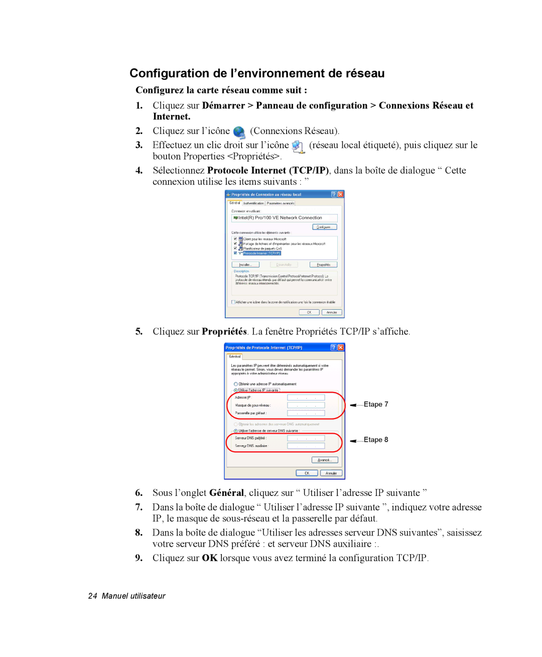 Samsung NP20FK09EW/SEF, NP20FP02BG/SEF, NP20FP0069/SEF, NP20FP0045/SEF manual Configuration de l’environnement de réseau 