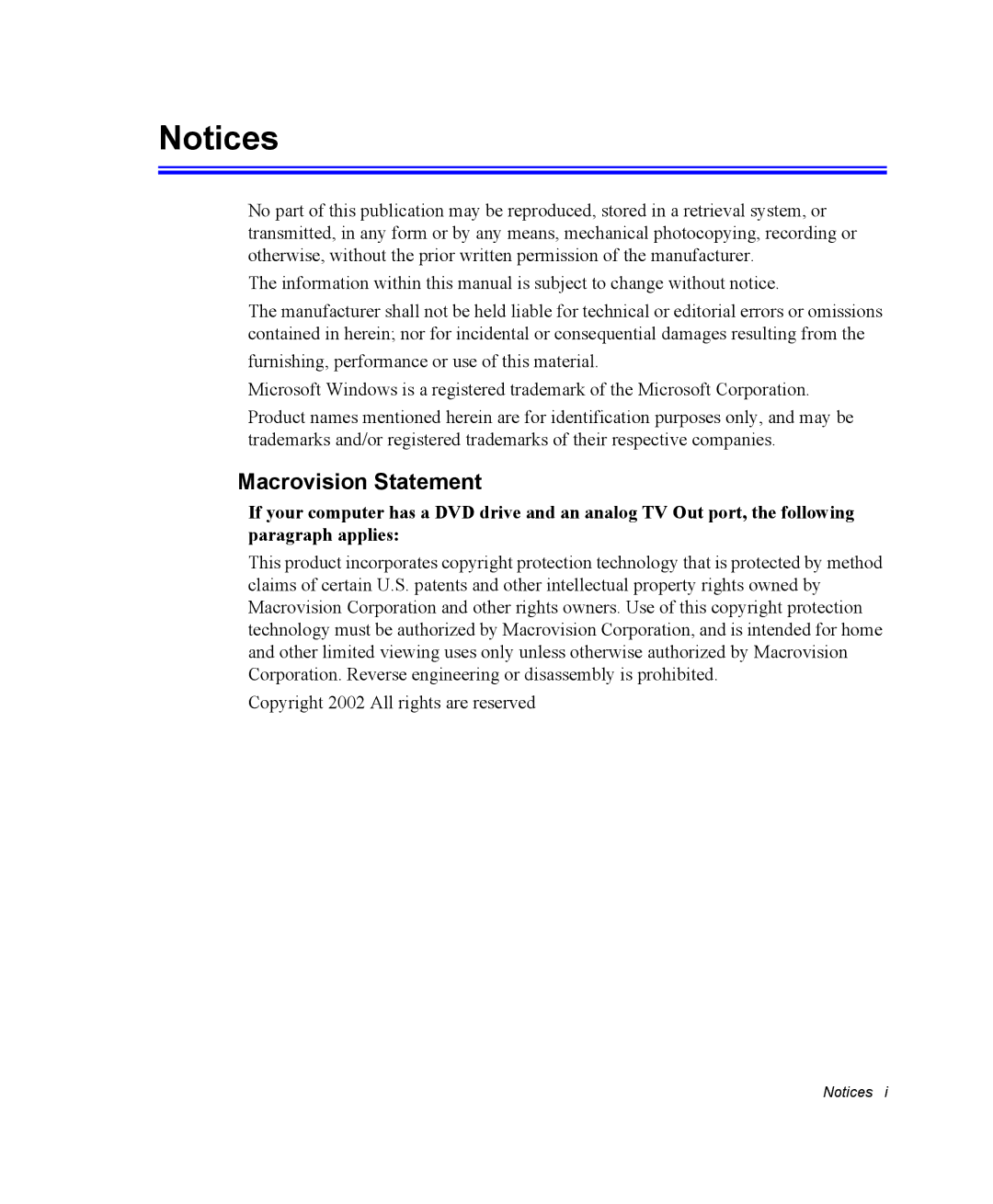 Samsung NP20FP0CPC/SEG, NP20FP0SHG/SEG, NV25CHZZMK/SEG, NP20FP0000/SEG, NV25NHZ001/SEG manual Macrovision Statement 