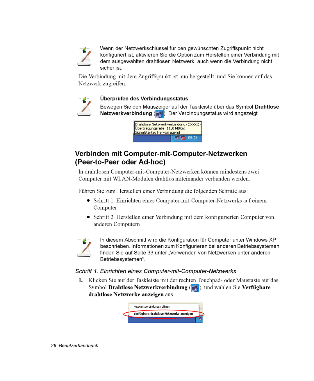 Samsung NP25FP0C4A/SEG, NP25FP3NP5/SEG, NP25FK0BM0/SEG, NP25FK0DA6/SEG, NP25FP0DA6/SEG manual Überprüfen des Verbindungsstatus 