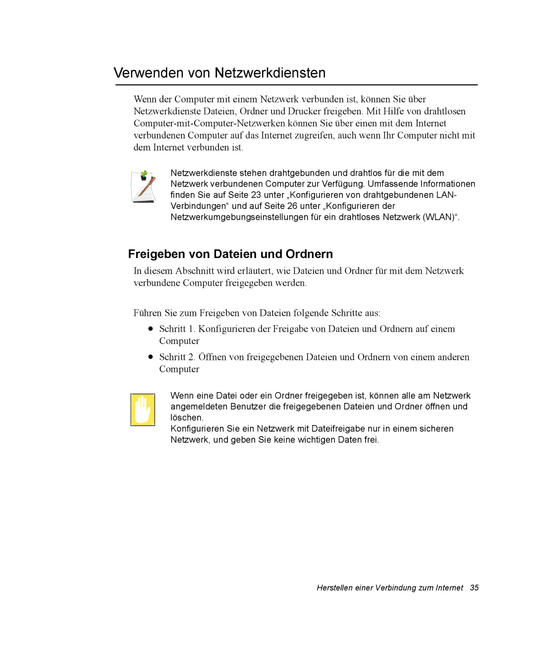 Samsung NP25FP0C4A/SEG, NP25FP3NP5/SEG, NP25FK0BM0/SEG Verwenden von Netzwerkdiensten, Freigeben von Dateien und Ordnern 