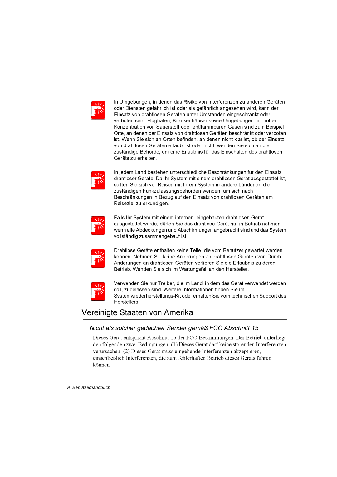 Samsung NP25FP0BM0/SEG manual Vereinigte Staaten von Amerika, Nicht als solcher gedachter Sender gemäß FCC Abschnitt 