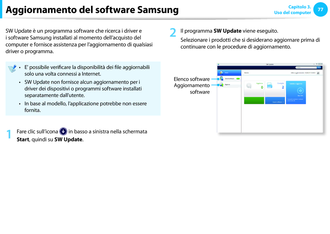 Samsung NP450R5E-K01IT, NP270E5E-K04IT Aggiornamento del software Samsung, Continuare con le procedure di aggiornamento 