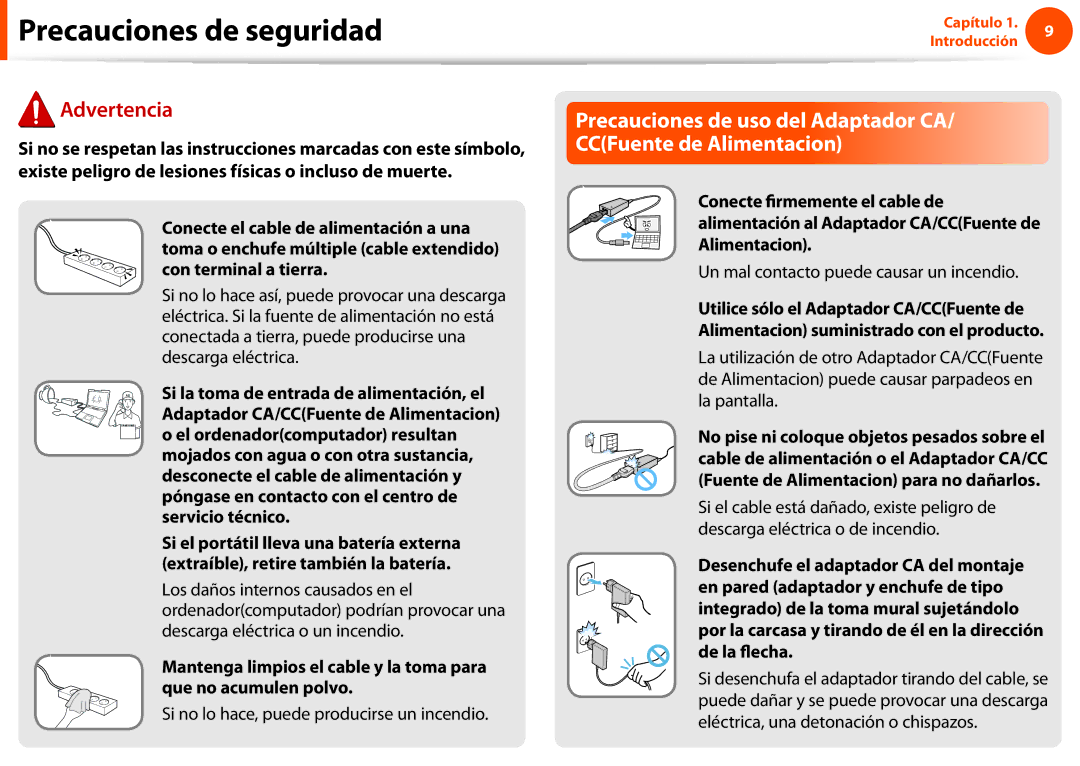 Samsung NP270E5E-K03ES manual Si no lo hace, puede producirse un incendio, Un mal contacto puede causar un incendio 