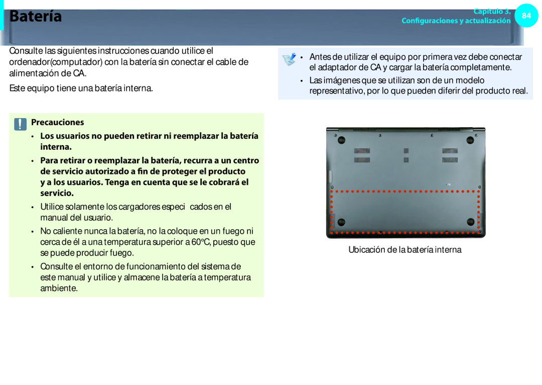 Samsung NP270E5E-X02ES, NP270E5E-X03ES, NP270E5E-X01ES Batería, Los usuarios. Tenga en cuenta que se le cobrará el servicio 