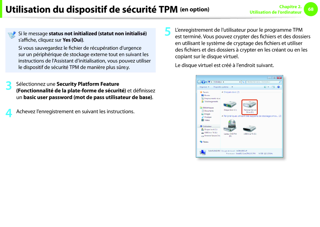 Samsung NP270E5E-X08FR manual ’affiche, cliquez sur Yes Oui, Si vous sauvegardez le fichier de récupération d’urgence 