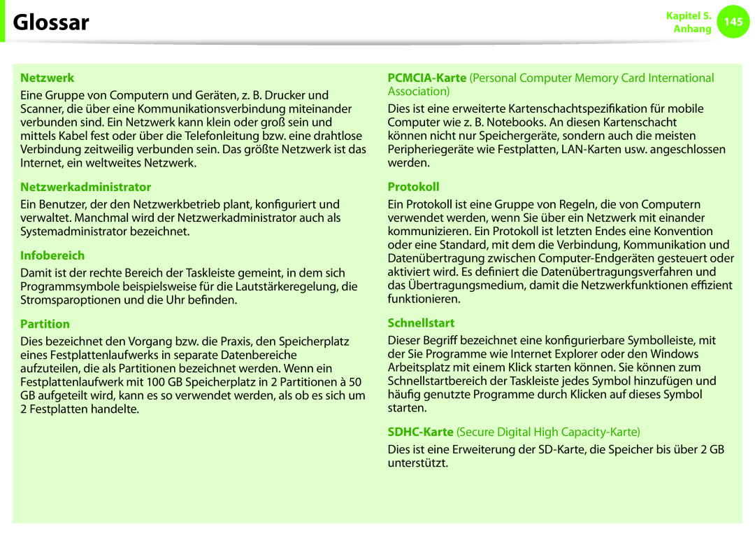 Samsung NP275E5E-K01DE PCMCIA-Karte Personal Computer Memory Card International Association, Glossar, Netzwerk, Partition 