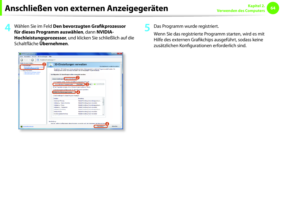 Samsung NP930X5J-K04AT 4 für dieses Programm auswählen , dann NVIDIA, Anschließen von externen Anzeigegeräten, x x c v v 